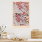 Poster Carte vintage française, 1920, Grèce (Cuisine)