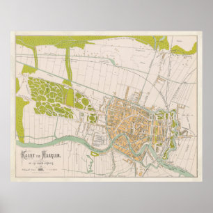Poster Carte Vintage Haarlem Pays-Bas (1874)
