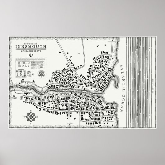 Poster Carte vintage Innsmouth (Devant)