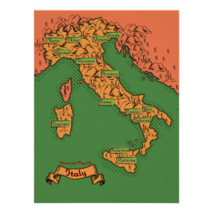 Poster Carte vintage italienne