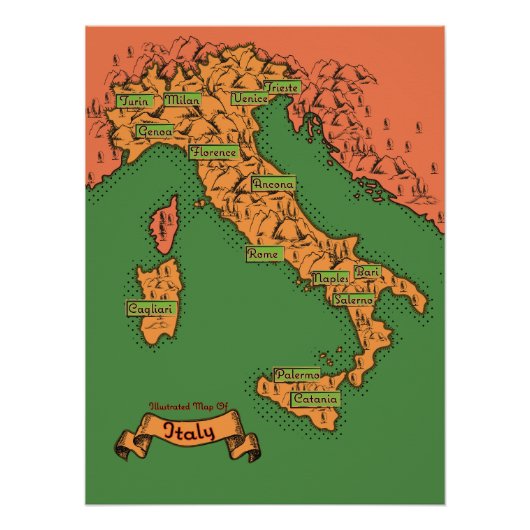 Poster Carte vintage italienne (Devant)