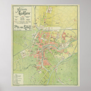 Poster Carte vintage Ljubljana Slovénie (1902)