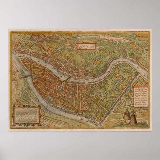 Poster Carte vintage Lyon France (1572) (Devant)