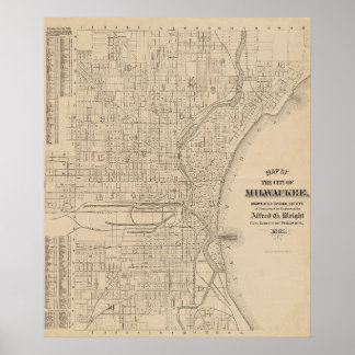 Poster Carte vintage Milwaukee, Wisconsin