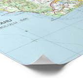 Poster Carte Vintage Oahu (Coin)