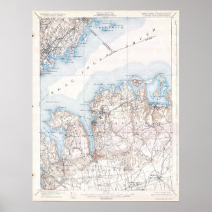 Poster Carte vintage Oyster Bay Long Island New York