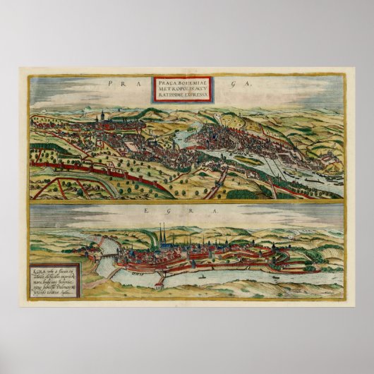 Poster Carte vintage Prague & Cheb République Tchèque (15 (Devant)