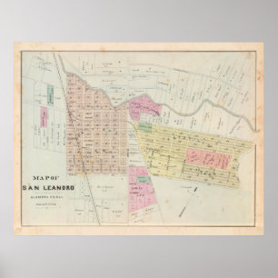 Poster Carte vintage San Leandro CA (1878)