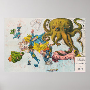 Poster Carte vintage satirique de la domination russe