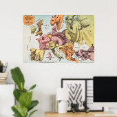 Poster Carte vintage satirique de la domination russe (Bureau à domicile)