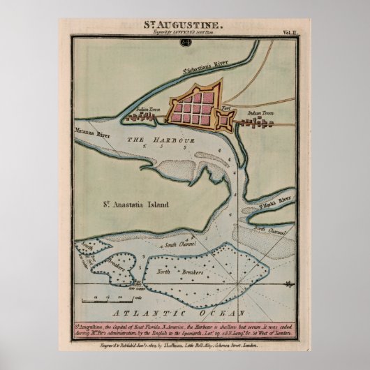 Poster Carte vintage St Augustine FL (1802) (Devant)