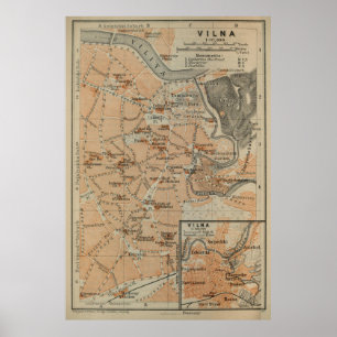 Poster Carte Vintage Vilnius Lituanie (1914)