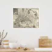 Poster Carte Virginia John Smith 1624 (Cuisine)
