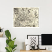 Poster Carte Virginia John Smith 1624 (Bureau à domicile)