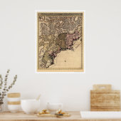 Poster Carte Visscher de l'Amérique primitive 1717 (Cuisine)