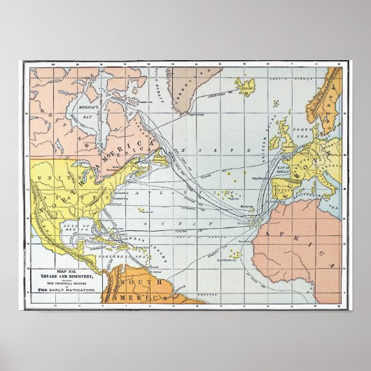 POSTER CARTE : VOYAGES ATLANTIQUES (Devant)