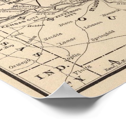 Poster Carte Wabash Railway (Coin)