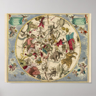 Poster Carte Zodiac vintage