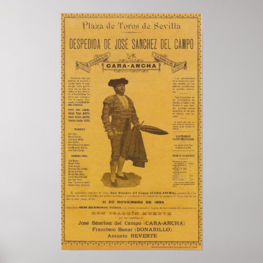 Poster Cartel para la despedida del torero Bull Fighter (Devant)