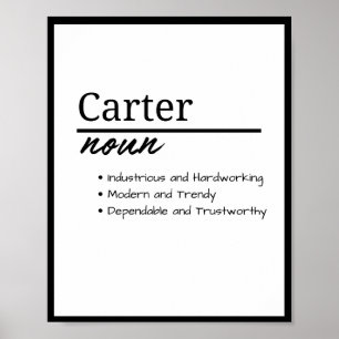 Poster Carter, Garçon Personnalisé Nom Définition