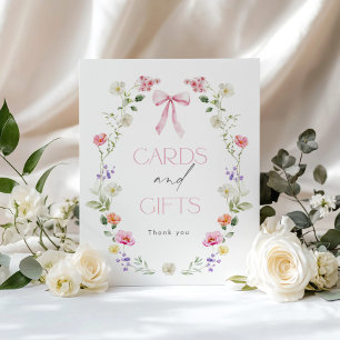 Poster Cartes à arc rose fleur sauvage et cadeaux