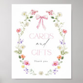 Poster Cartes à arc rose fleur sauvage et cadeaux (Devant)