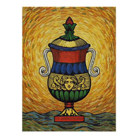Poster Cartes à jouer italiennes - As des Coupes (Devant)