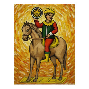 Poster Cartes à jouer italiennes - Cavalier de deniers Br
