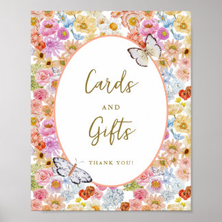 Poster Cartes à papillons florales et enseigne cadeau été