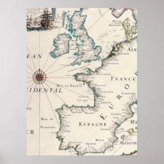 Poster Cartes antiques de la carte mondiale de l'EuropeMa