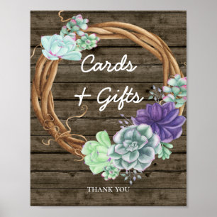 Poster Cartes baby showers Cadeaux Signal Rustique Succul