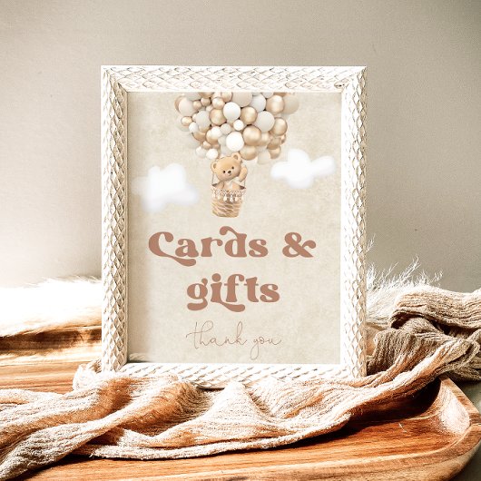 Poster Cartes Baby showers et cadeaux pour ours en peluch