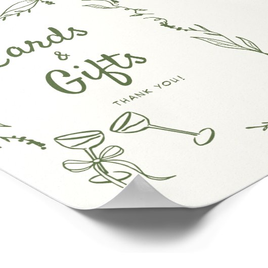 Poster Cartes blanches à main verte (Coin)