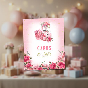 Poster Cartes & Cadeaux Baby Shower Flamant Rose Ballerin