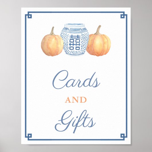 Poster Cartes Cadeaux Chic Chinois Baby Shower Citrouille (Devant)