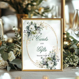 Poster Cartes Cadeaux et Fleurs Botaniques Dorées de Tabl