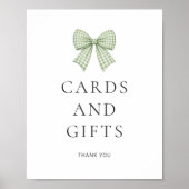 Poster Cartes Cadeaux Fête de Bébé à Ruban Gingham Vert S (Devant)