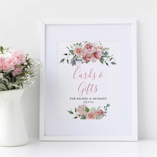 Poster Cartes & Cadeaux Mariage élégant Dusty Rose Blush