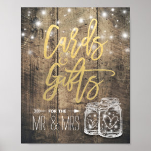 Poster Cartes & Cadeaux Mariage Signal en bois rustique M
