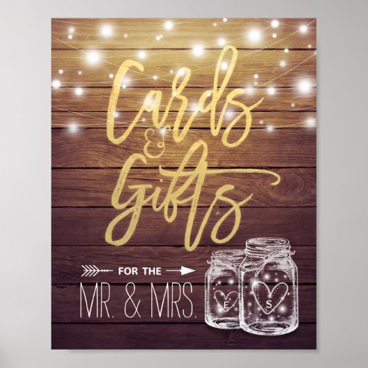 Poster Cartes & Cadeaux Mariage Signal en bois rustique M (Devant)