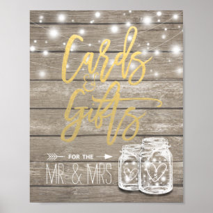 Poster Cartes & Cadeaux Mariage Signal en bois rustique M