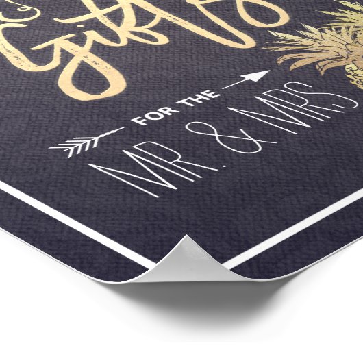 Poster Cartes & Cadeaux Mariage Signal moderne Ananas Or (Coin)