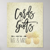 Poster Cartes & Cadeaux Mariage Signal moderne Ananas Or (Devant)