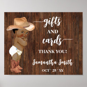 Poster Cartes & Cadeaux Petit Baby shower AA Cowboy