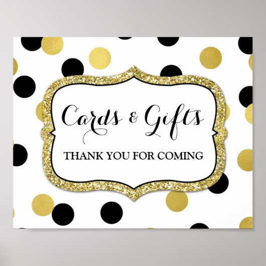Poster Cartes Cadeaux Signal Blanc Noir Confetti Or (Devant)