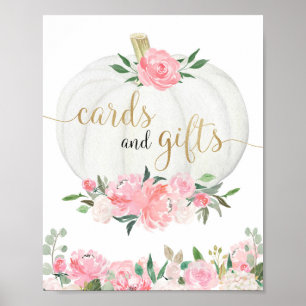 Poster Cartes cadeaux signe citrouille rose or baby showe