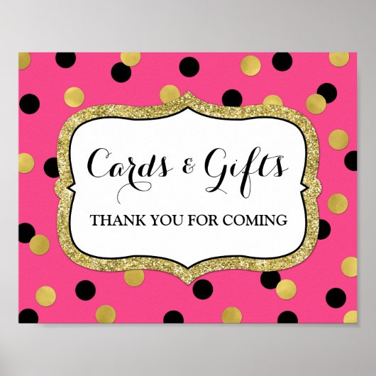 Poster Cartes Cadeaux Signe rose Noir Confetti (Devant)