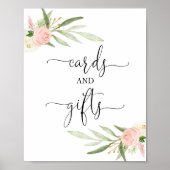 Poster Cartes cadeaux signe vert rose baby shower or (Devant)