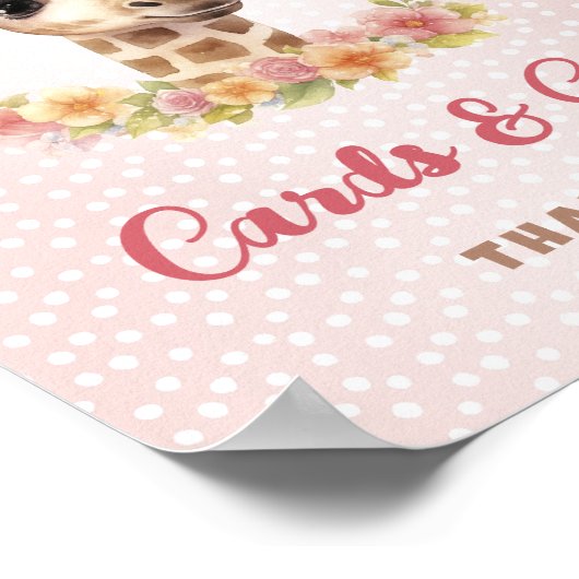 Poster Cartes Cadeaux Table Giraffe Safari bébé fille dou (Coin)