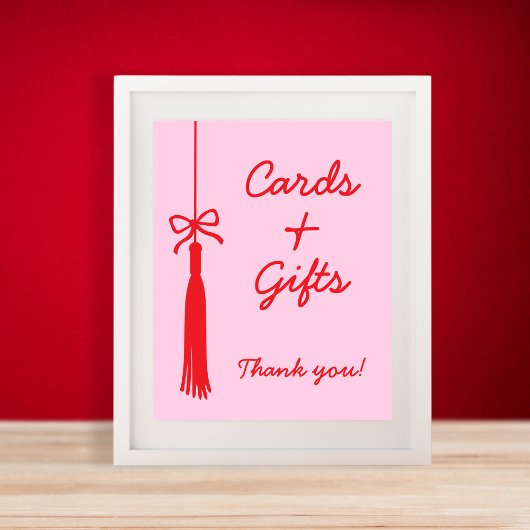 Poster Cartes & Cadeaux Tassel Bow rose rouge signe de gr